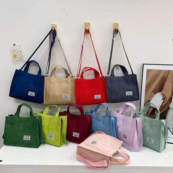 New Vintage Corduroy Tote Retro Messenger Crossbody Bags Purse Casual Women Handbags Shoulder Bag Multiple Color Available