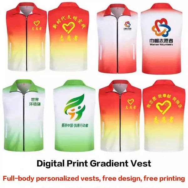 Customizable Dual Layer Graduated Color Vests Spring Volunteer Workwear with Custom Logo