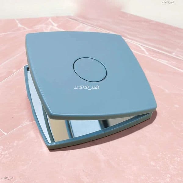 Designer folding makeup mirror with double-sided mirror relief logo, portable high-definition makeup mirror with flange bag and gift box VIP gift-21468