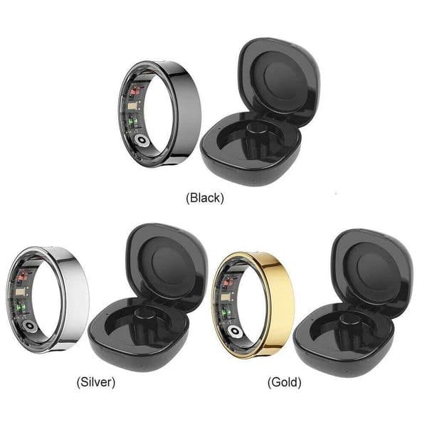 R09 Smart 5ATM Waterproof Temperature Sport Health Ring Heart Rate Blood Oxygen Sleep Monitor w/ Charging Case Smartring