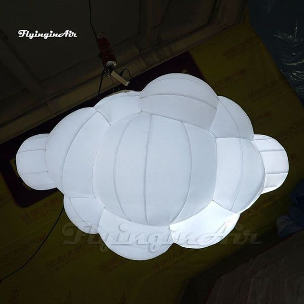 Free delivery Amazing Large Hanging White Inflatable Cloud Balloon With RGB LED Light For Club Party Decoration
