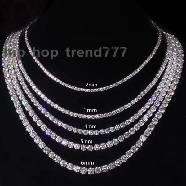 Pass Diamond Tester with GRA 925 Silver Ice Out Moissanite Tennis Necklace Vvs D Color Moissanite Tennis Chain for Men