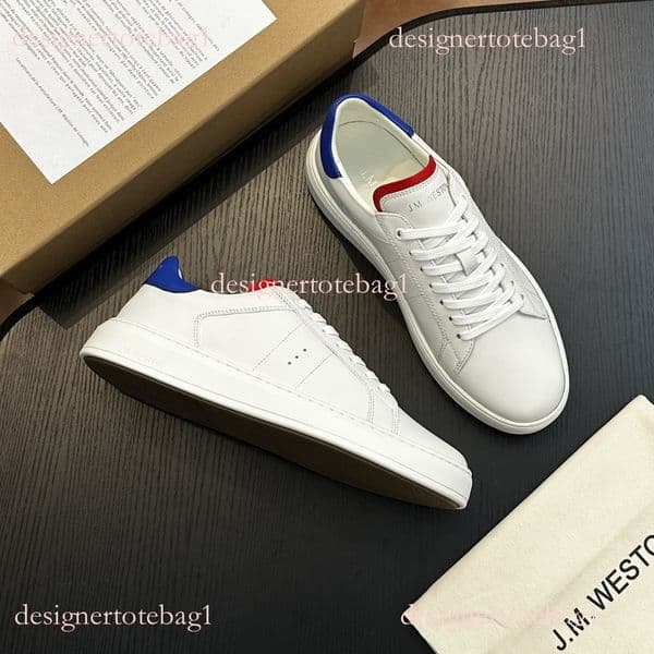 J.M White Style High-End Men's Sneakers, Genuine Leather Upper, Thick Sole Lace-Up, Summer Casual Trendy Cross-Border Niche Shoes