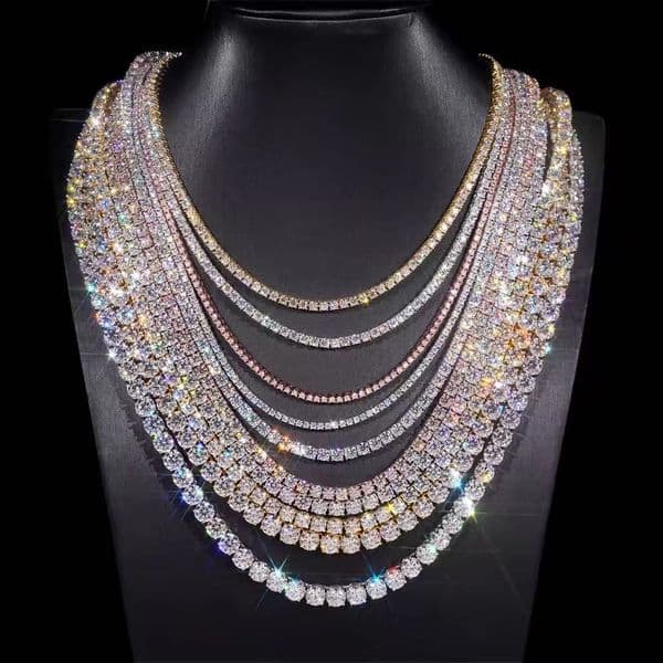 2026 Luxury Men Women Hip Hop Iced Out Fine Jewelry 2MM 3MM 4MM 5MM Lab Diamond S925 Silver Vvs Moissanite Tennis Chain Necklace