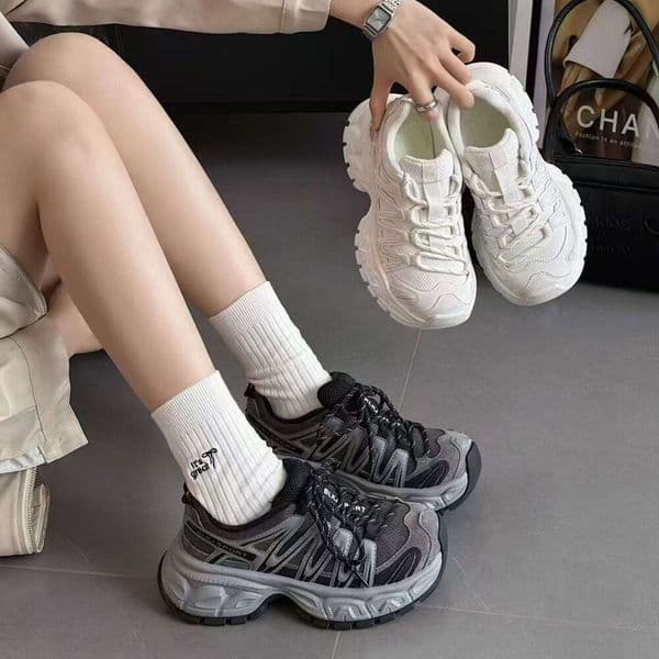 European Style Thick-Soled Dad for Women 2026 Spring New Comfortable Versatile Casual Sneakers Height-Increasing Lace-Up Running Shoes