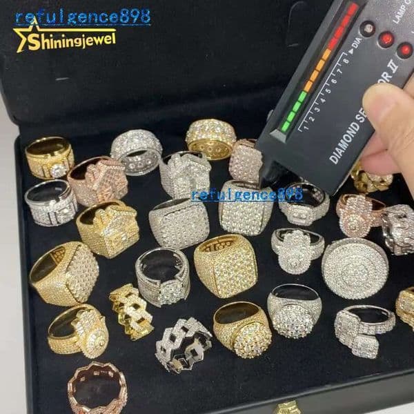 Hot Sale Iced Out VVS Moissanite Men Ring | S925 Sterling Silver Custom Multiple Choice Hip Hop Jewelry Rings