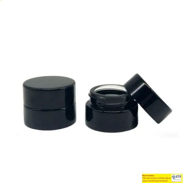 560pcs/Carton 5ml UV Protection Tempered Glass Jar Bottle Food Grade No Stick No Leak For Wax Dab Extracts Concentrate Container Cream Cosmetic Jars Black LL