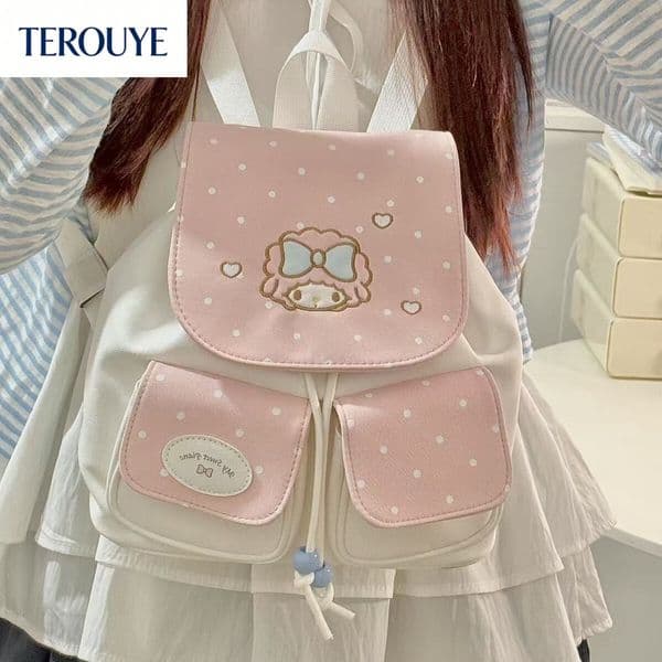 TEROUYE Autumn New Forest Style Embroidered Lamb atmosphere Simple Small Versatile Design High School Student Checkered Backpack Backpack luxury bag