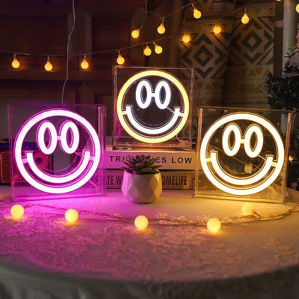 LED Heart Smiling Face Neon Light Styling Light Bar Room Decoration Night Light Warm White Office IP65 USB