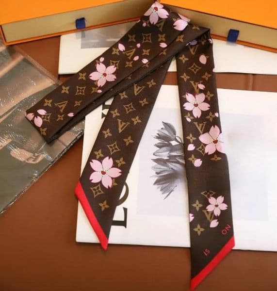 Designer Scarf Women's Small Narrow and long Style Tie Neck Scarf Handbag Accessory Elegant Silk Scarf Fashionable Trendy Hair Accessories Bundled Ribbons 120*6cm