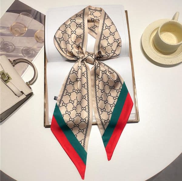 2pcs Classic Designer Silk Oblique Angle Skinny Long Narrow Scarf Arm Bag Ribbon Accessories Neck Letter Long Scarf Versatile Matching Coat Shirt Scarf 147-135cm