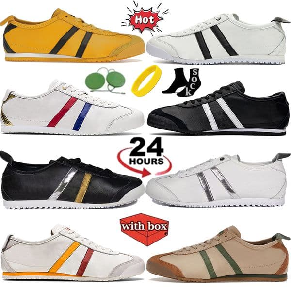 With Box Designer Kill Bill Flat Running Shoes Men Women Tiger Mexico 66 Leather Lace-up Sneakers White Blue Red Black Gold Silver Mens Womens Outdoor Sports Trainers