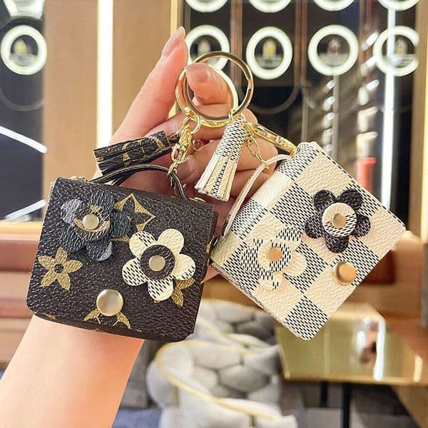 Leather Headphone Case Keychain Pendant Cute Girl Bag Keychain Accessory
