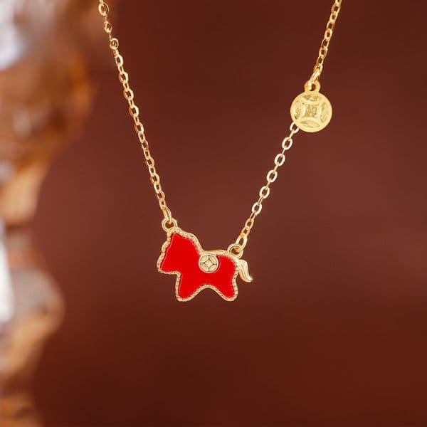 S925 Sterling Silver New Horse Necklace Women, Elegant Neck Chain, "Get Rich Quickly" Pendant, Exquisite Gift For The Year Of Birth