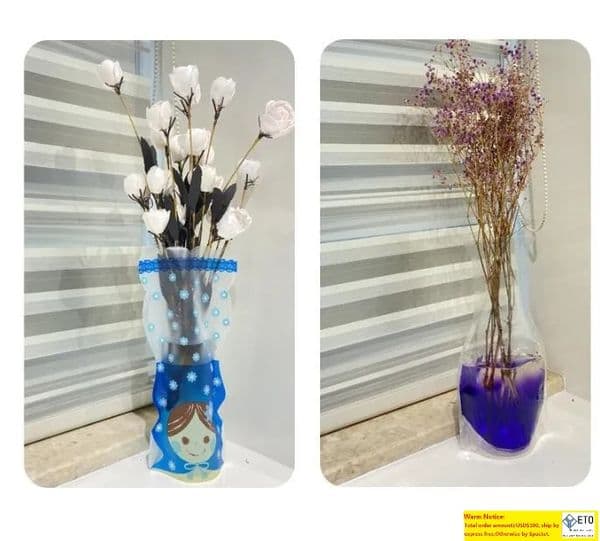 Mixed Styles Foldable PVC Flower Vase Without Flowers Protection Environment Plastic Folding Flower Pot Pvc Plastic Flower Pot LL