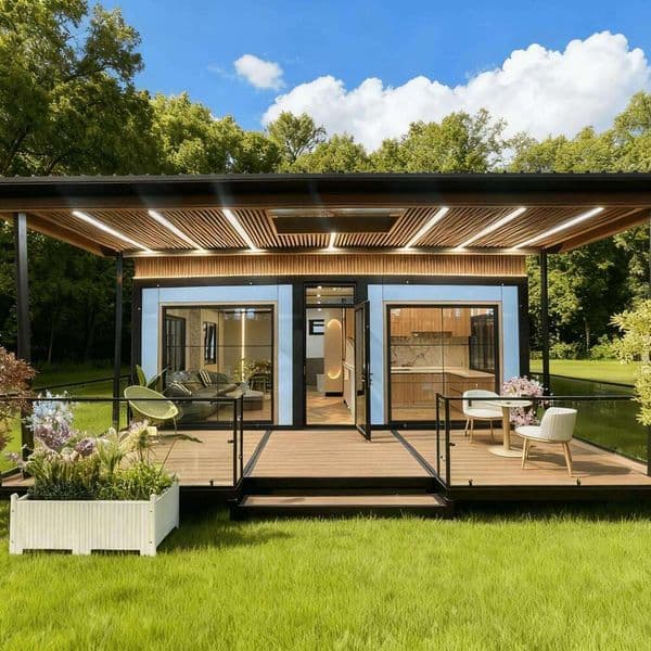 Steel Frame Double Wing Expandable House Folding Prefab Anti Seismic Insulated Moistureproof Portable Camp Office 20ft 40ft
