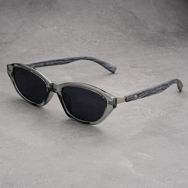 2025 New TR90 Polarized Cat Eye Fashion Retro Wood Grain Legs Sun Protection Small Frame Tea Color Sunglasses