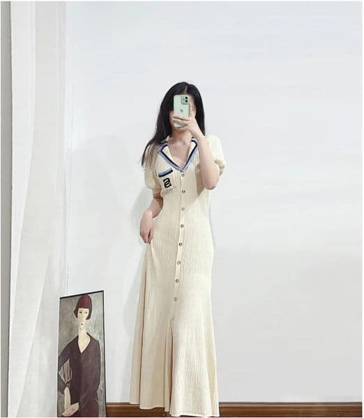 Casual Dresses Dress Basic Women 2026 Fashions Sandro Embroidered V-neck Knit Short Sleeve Midi New Clothing Ladies Woman Classic Dresses