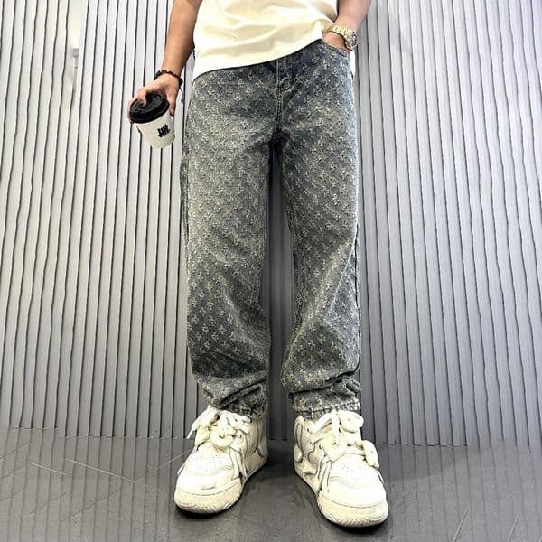 Designer Clothes Style Functional Zipper Logging Straight Jeans For Men European And American High Street Vibe Slightly Flared Men's Clothing