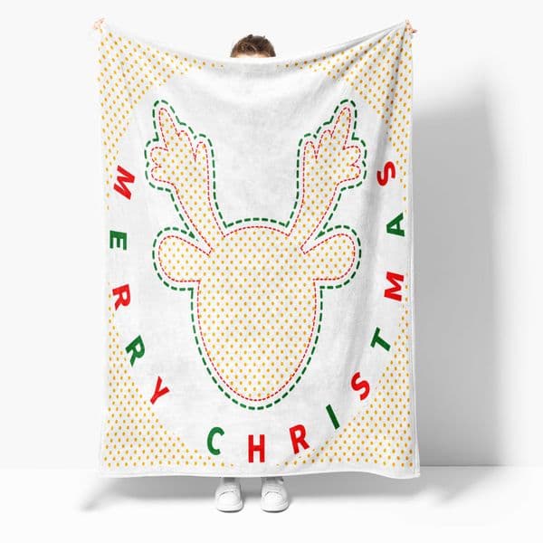 Flannel Christmas Print Reindeer Blanket Multiple Sizes & Colors Available Warm Couch Throw Festive Decor-BZ-JRSD