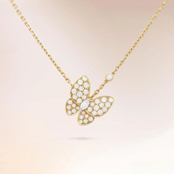necklace luxury jewelry necklace designer Exquisite Butterfly Necklace Ideal Gift for Girlfriend Mom 18K Gold Plated texture of timber designer jewlery