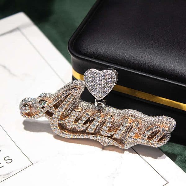 Foreign trade European and American style 925 silver VVS moissanite hip-hop pendant, trendy unisex collarbone necklace with creative letter design