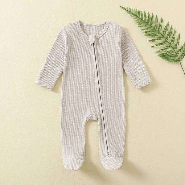 k1257 Newborn Baby Rompers One-pieces Sleepers Jumpsuits Zipper Waffle Grows Ropa Bebe Growings