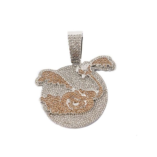 Men's New Jewelry Alloy Full Diamond Flamingo Street Fashion Brand Hip-Hop Necklace Pendant