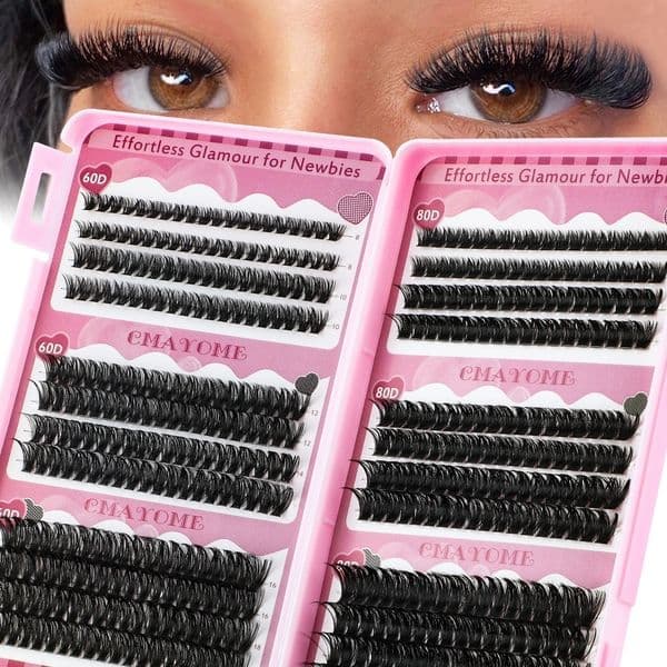 DIY Cluster Lashes Kit 30D-100D DIY Segmented Eyelash Extensions Handmade Reusable Thick Fluffy Individual Eyelashes Natural Looking Grafted Lashes for Women