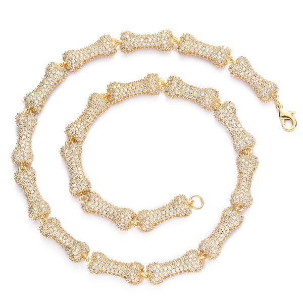 hip-hop bone necklace 10mm copper inlaid with zircon, personalized for trendy individuals, nightclub party, couple's collarbone chain wholesale