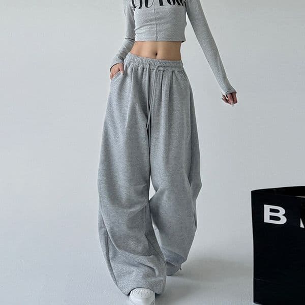 Americn Style Designer Pnts Gry Swetpnts For Women Spring Nd Autumn New High Wist Stright Loose Csul Swetpnts Crgo Wide Leg Pnts