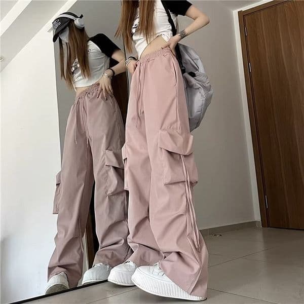 Americn Retro Niche Crgo Pnts Designer Pnts For Women With Three-dimensionl Pockets High Wist Stright Leg Wide Leg Ribbon Loose Csul Floor-length Pnts