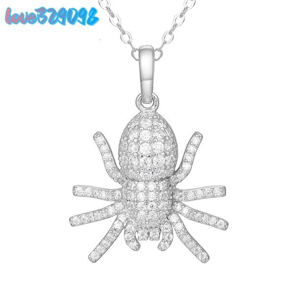 Hot Sale Fashion Hip Hop Iced Out 925 Sterling Silver Moissanite Spider Pendant Necklace for Men and Women