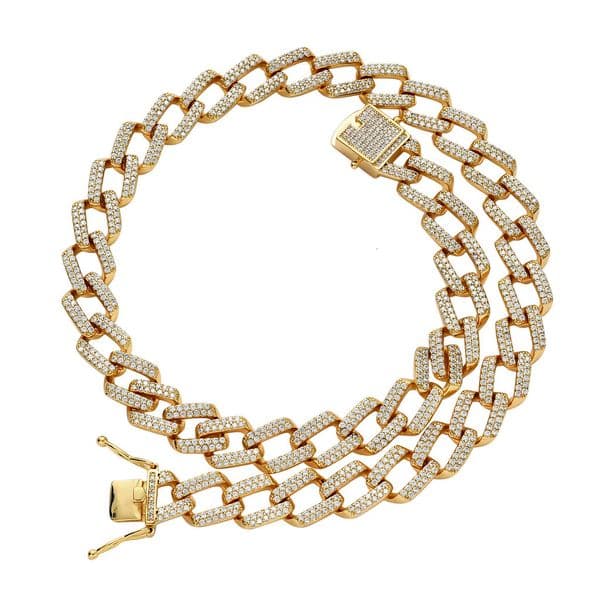 bestseller 14mm bar-shaped diamond Miami Cuban chain full zircon men's hip-hop necklace