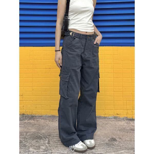 Chinese-style Americn Retro Multi-pocket Loose Stright Designer Pnts Crgo Pnts For Women Niche Street Csul Vibe Style Long Pnts