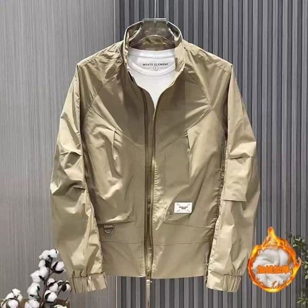 Spring Nd Autumn Men's Stnd Collr Jcket Fshion Verstile Designer Jacket Trendy Workwer Cot Fleece Lined Thickened Cot