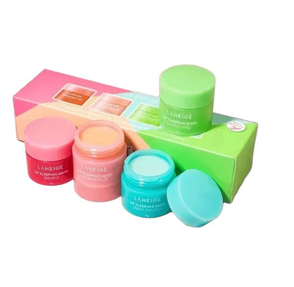 Lip Sleeping Mask 4pcs Set Lip Balm 8g Night Repair Moisturizing Lip Care Mini Gift Kit Berry Apple Lime Grapefruit Mint Flavor 4 Scented Collection Lips Gloss Makeup