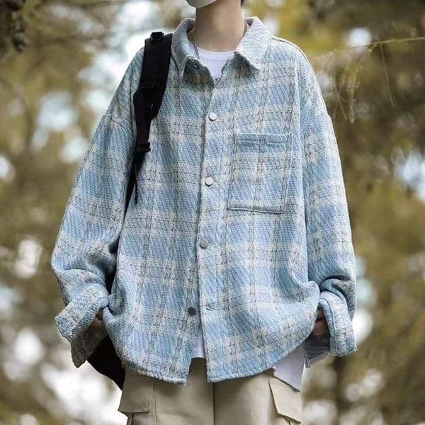 Spring Loosefit Unique Design Colorblock Denim Jcket Retro Blue Ptchwork Designer Jacket Denim Cot For Men