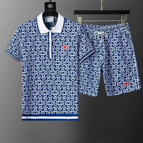 Designer Mens Short Sets Summer Suits T Shirt Seaside Holiday Polo Shirts Shorts Two Piece Set Asian Size M-XXXL CACAS