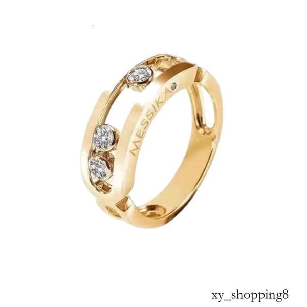 Designer Messikass jewelry Messi High Mei Family Three Diamond Sliding Hollow Wide Version Ring Hip Hop Simple Niche Ins Design Fashionable