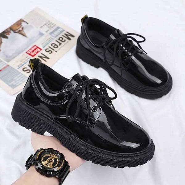 Black Men Casual Patent Leather Business Lace Up Comfort Office Work Shoes for Male Party Wedding Formal Dress Footwear