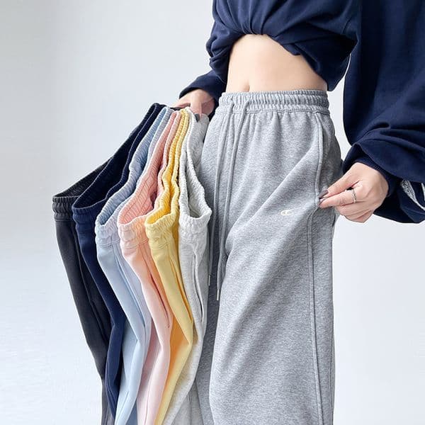 Americn Style Cotton Embroidered Two-wy Sports Pnts For Women Spring Nd Designer Pnts Autumn High Wist Stright-leg Drped Slimming Prchute Crgo Wide-leg Pnts