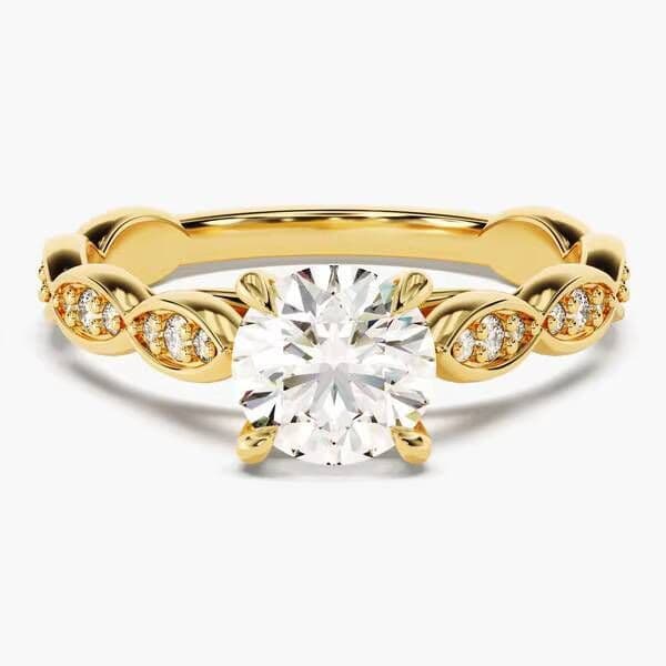 MaiYi 9K Yellow Gold IGI Certified 1ct Round Brilliant Cut Lab Grown Diamond Engagement Ring for Women