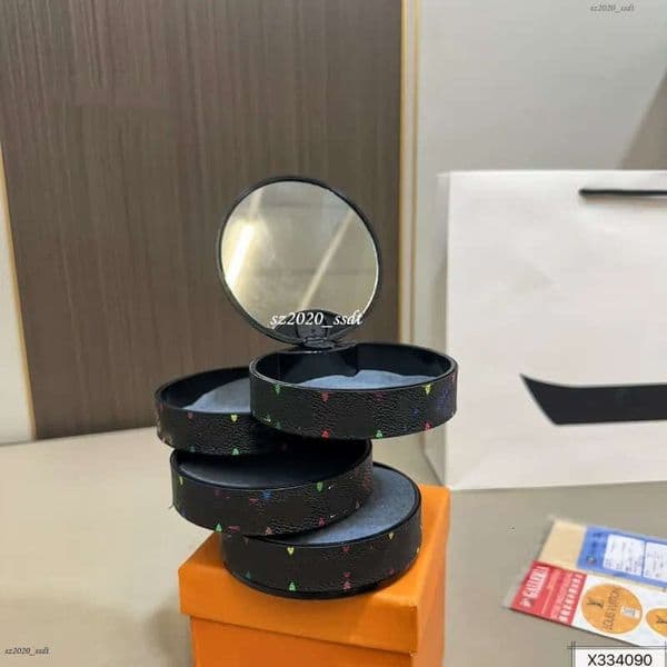 Christmas gift, paired with a mirror, multi-layered necklace, and bracelet storage box, suitable for her 4-layer rotating organizer