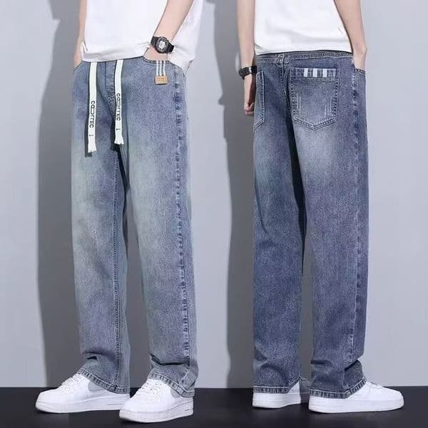Men's Jeans Autumn Trendy Brand Loose Straight-leg Pants New Model Spring And Designer Pants Autumn American Style Drawstring Casual Pants For Men