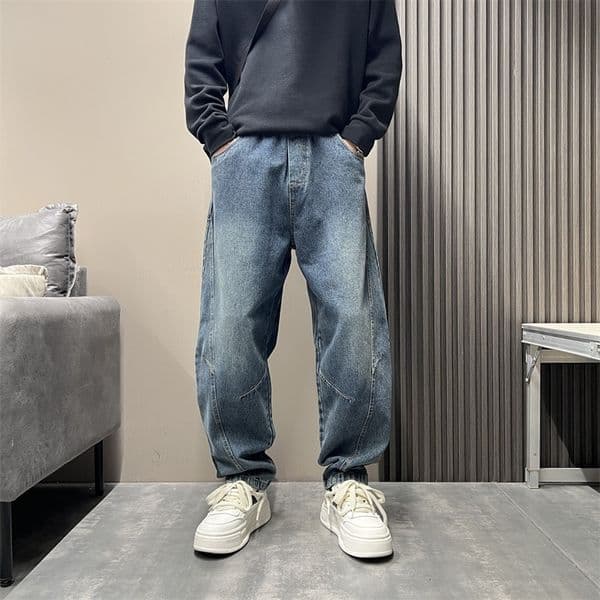 Spring American-style Casual Cool Heavy-washed Vintage Jeans For Men Designer Pants Straight Loose Fit Versatile Tapered Pants Trendy