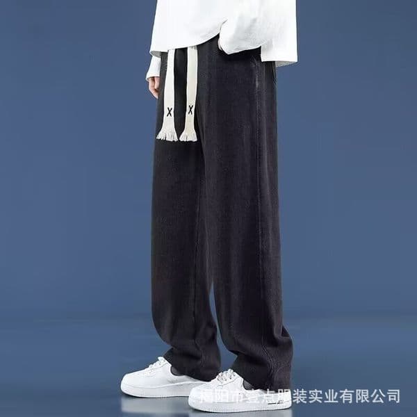 American Retro Washed Vintage Elastic Waist Yellow Mud Color Wide Leg Jeans For Men Loose Straight Trendy Brand Designer Pants Plus Size Pants