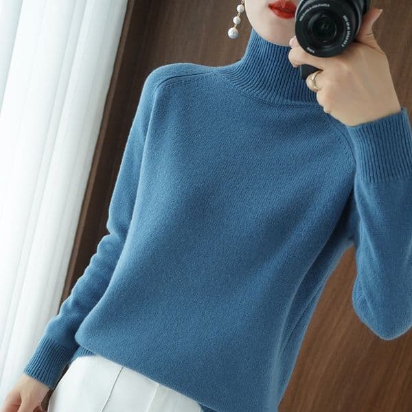 New Stand Collar Pullover Sweater Women Loose Thickened Korean Style Solid Color Turtleneck Knitted Designer Hoodie Designer Shirt Shirt Base Shirt Knitwear Women