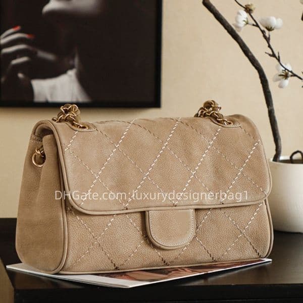 Fashion bag designer bag fashion shoulder chain deer velvet leather mirror quality bag series chain luxury crossbody bag metal accessories 26C