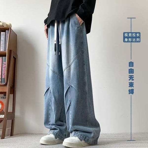 New Designer Pants American Retro Spring Straight-leg Jeans Trendy Men's Casual Wide-leg Loose Pants